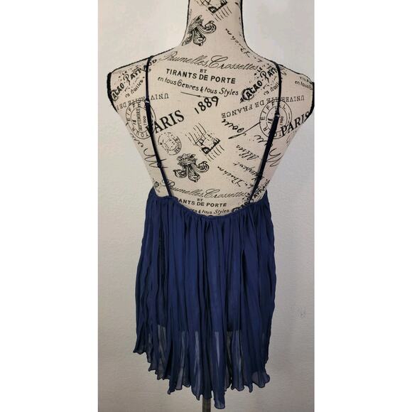 Victorias Secret Babydoll Mini Dress Top SZ M Sheer Navy Blue Layer Whimsygoth - Picture 6 of 9